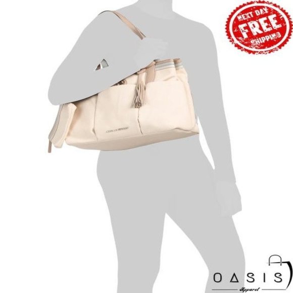 ADRIENNE VITTADINI Canvas Tote With Front Pockets/ Women's Bag